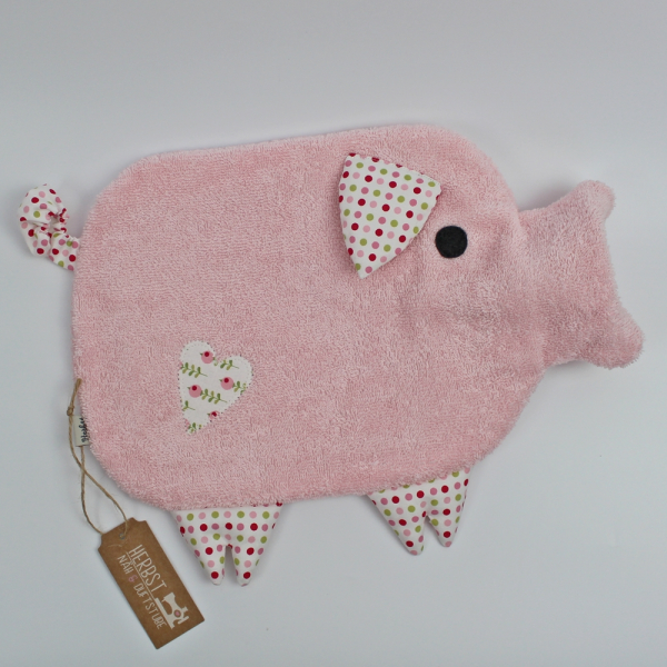 Wärmflaschenbezug Schwein / Pig rosa made by Herbst - Stube